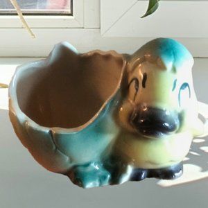 Vintage Shawnee Pottery Small Planter Cute Duck Hatching From Egg